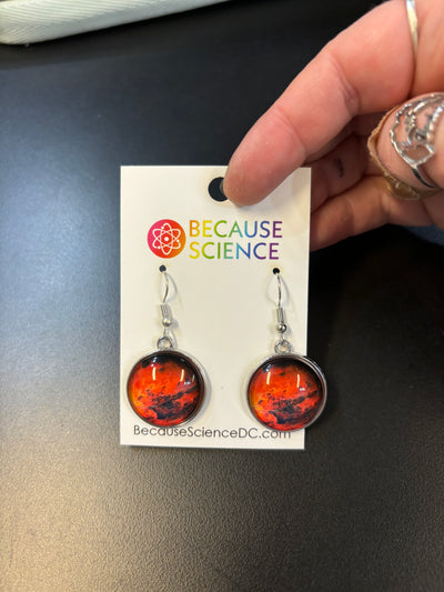 Mars Glass Dome Dangle Earrings