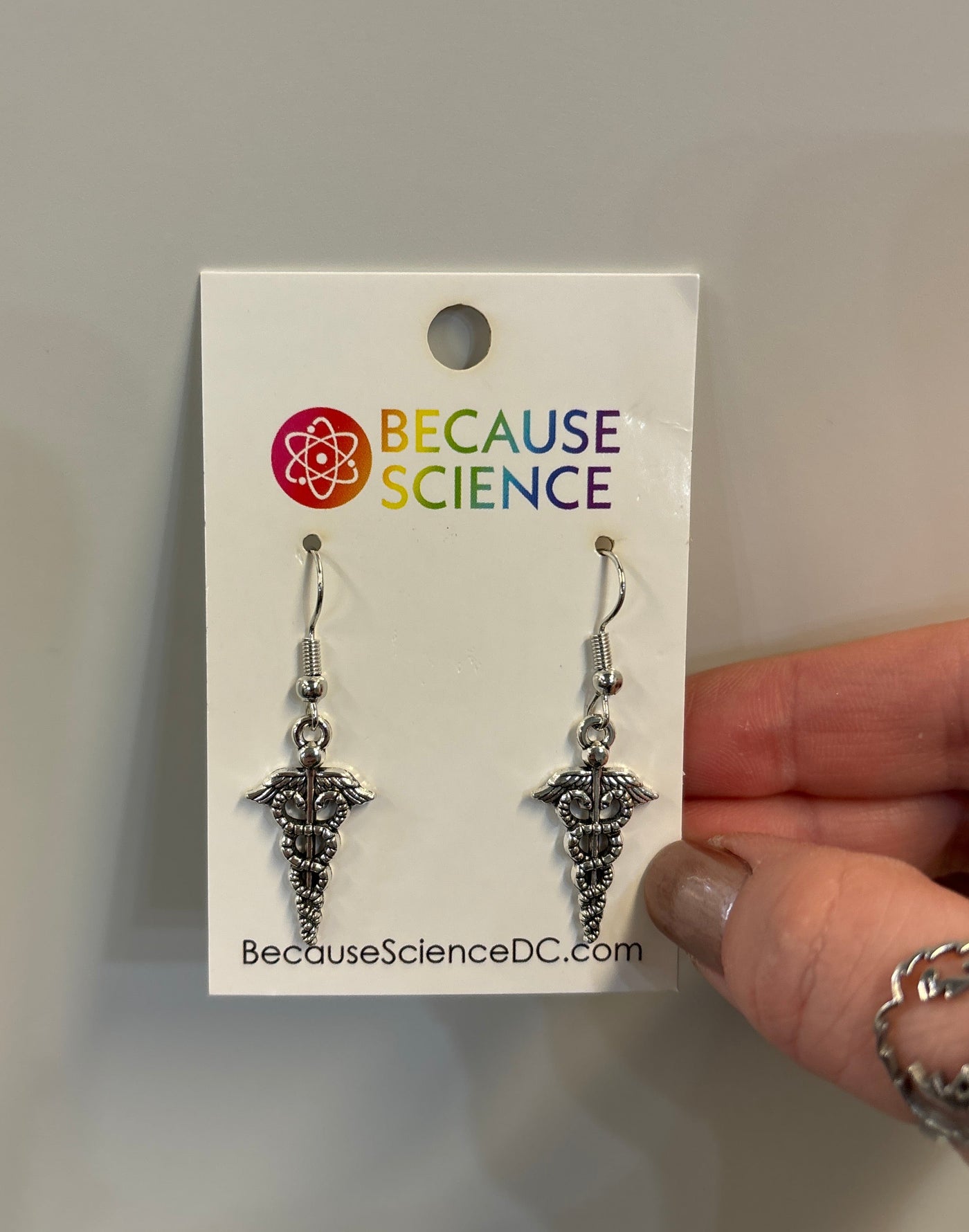 Caduceus - Metal Dangle Earrings