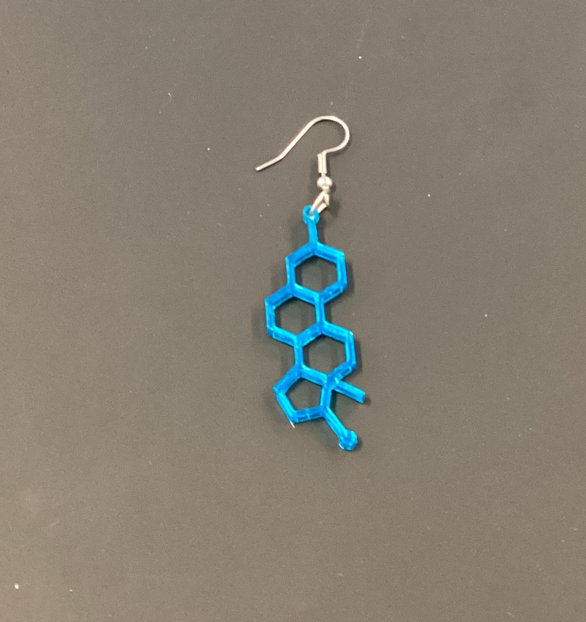 Estradiol Molecule - Teal Acrylic Dangle Earrings