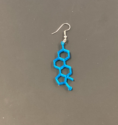 Estradiol Molecule - Teal Acrylic Dangle Earrings