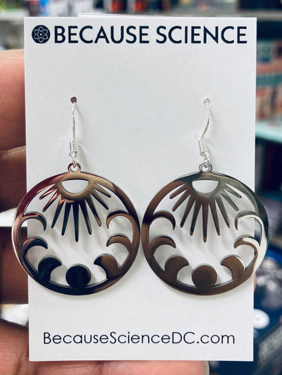Sun + Moon Phases Dangle Earrings