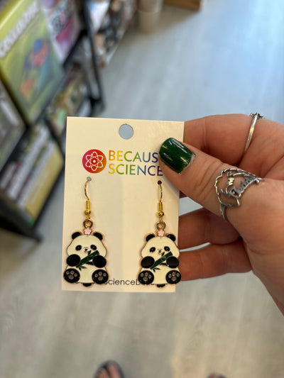 Giant Panda + Bamboo Enamel Dangle Earrings