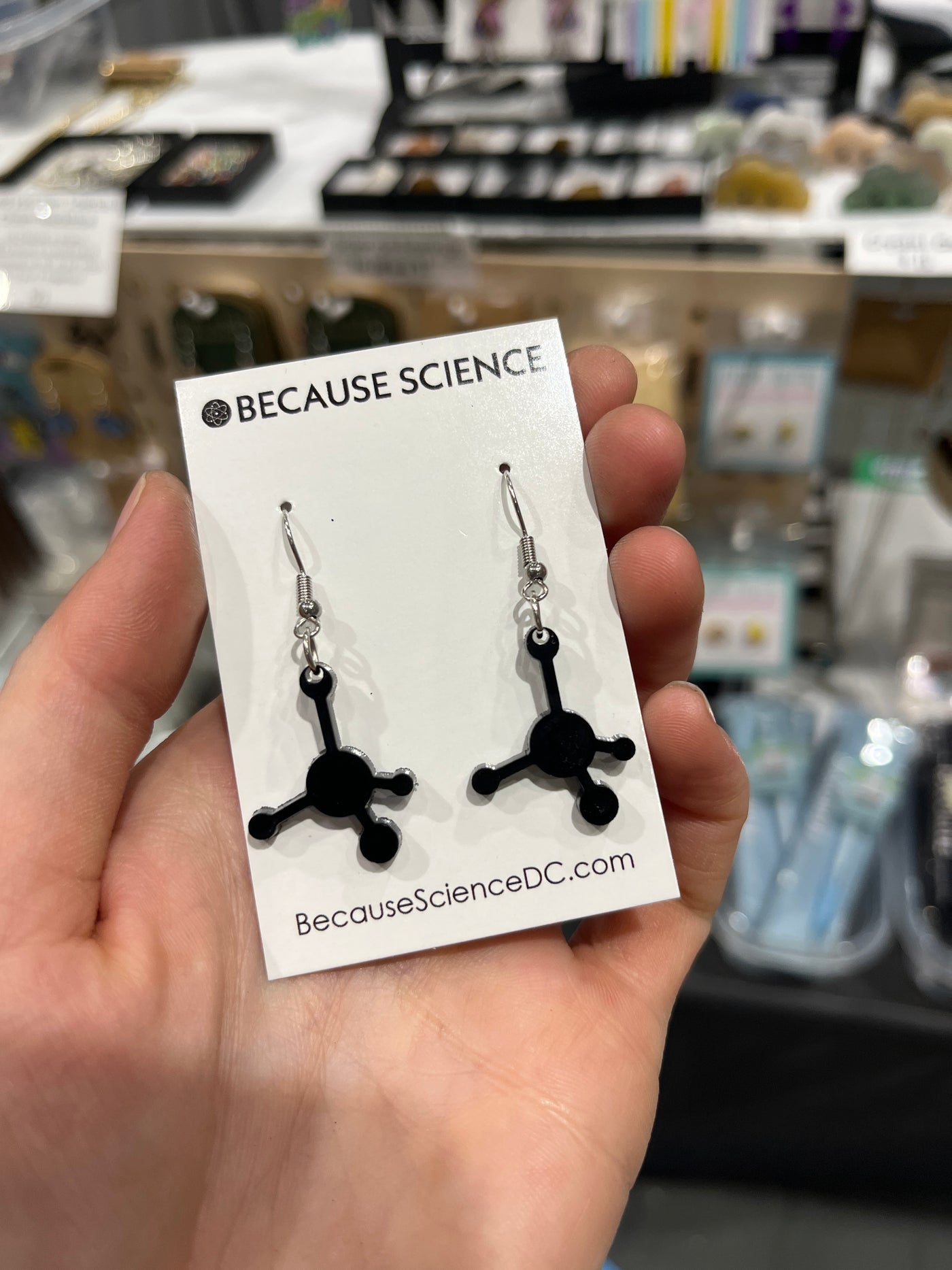 Methane Molecule - Black Acrylic Dangle Earrings