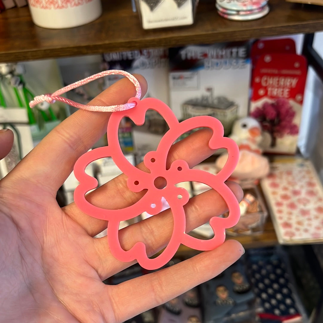 Pink Acrylic Stylized Cherry Blossom Ornament