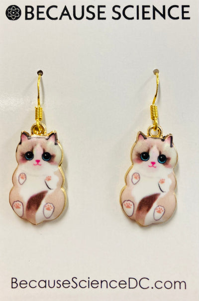 Colorpoint Cat Dangle Earrings