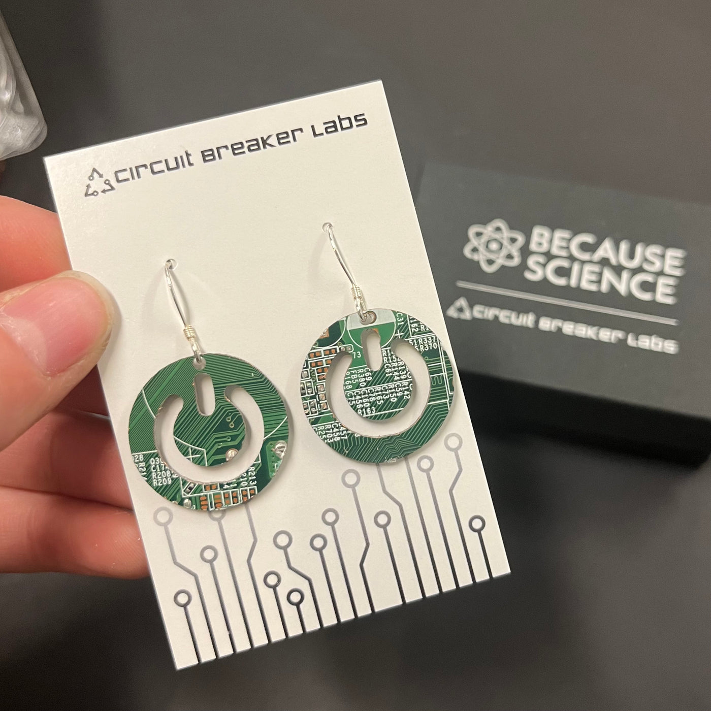 Power Button - Circuit Board Shape Earrings