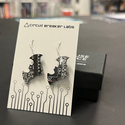 Flying Bat - Circuit Board Shape Earrings