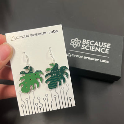 Monstera Leaf - Circuit Board Shape Earrings