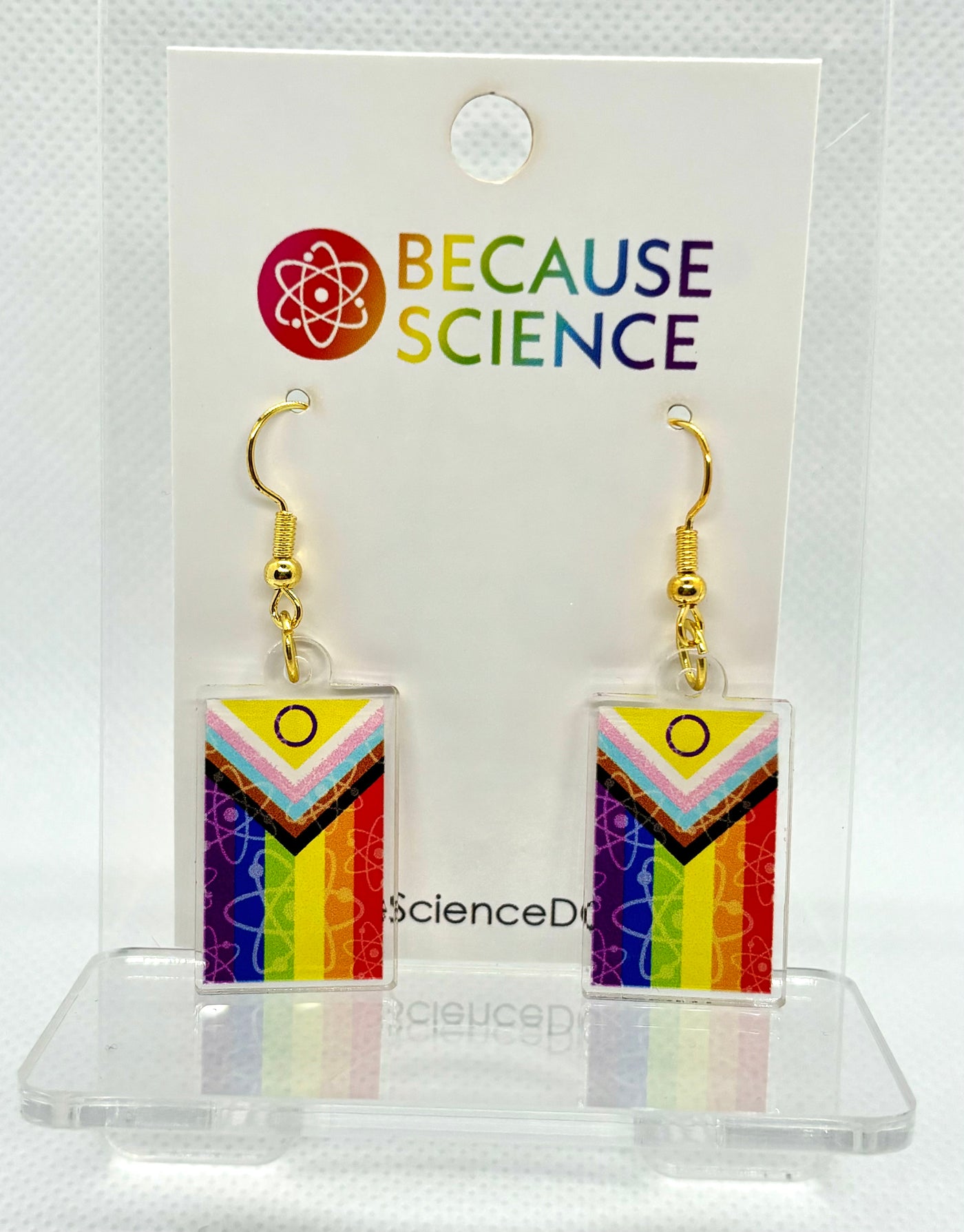 Intersex Progressive Pride Flag Acrylic Dangle Earrings