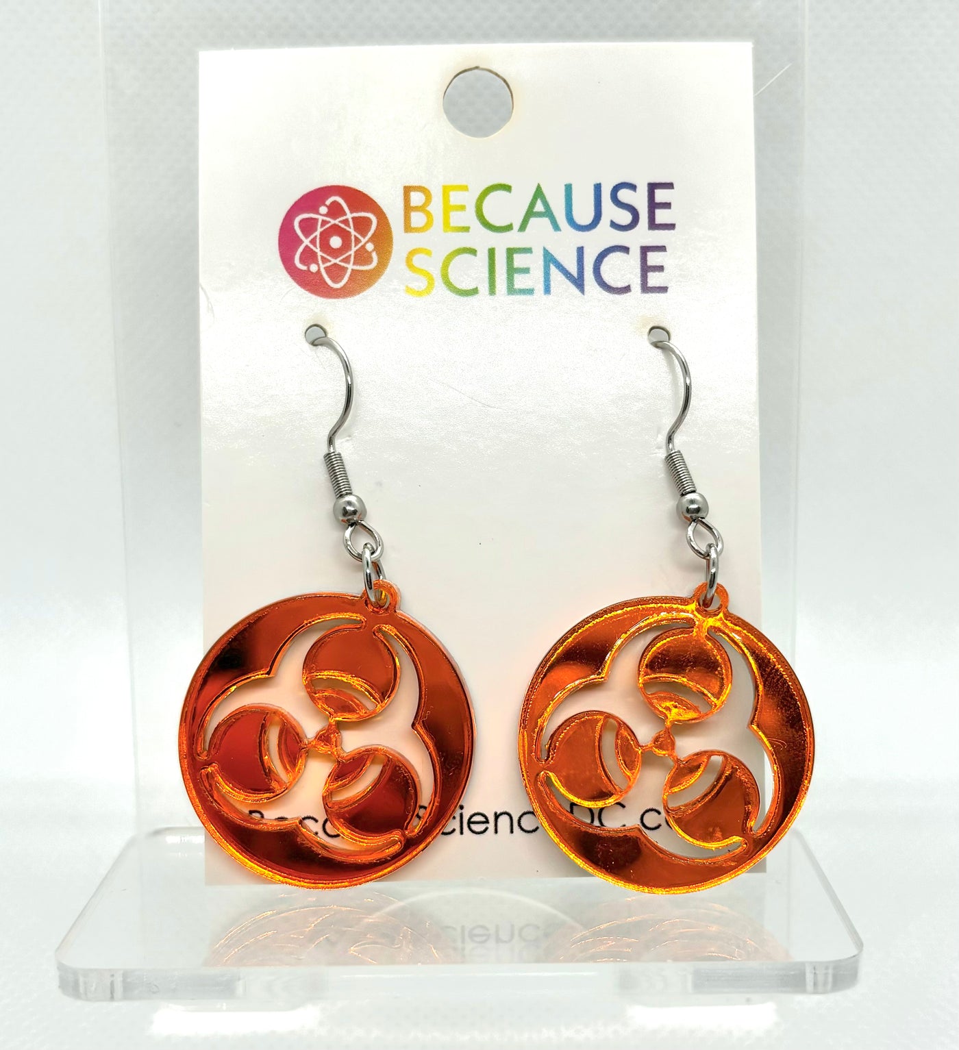 Biohazard - Orange Acrylic Dangle Earrings