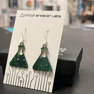 Erlenmeyer Flask - Circuit Board Shape Earrings