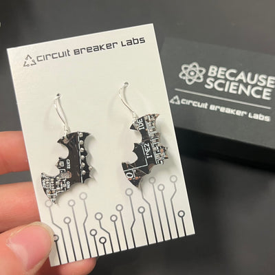 Flying Bat - Circuit Board Shape Earrings