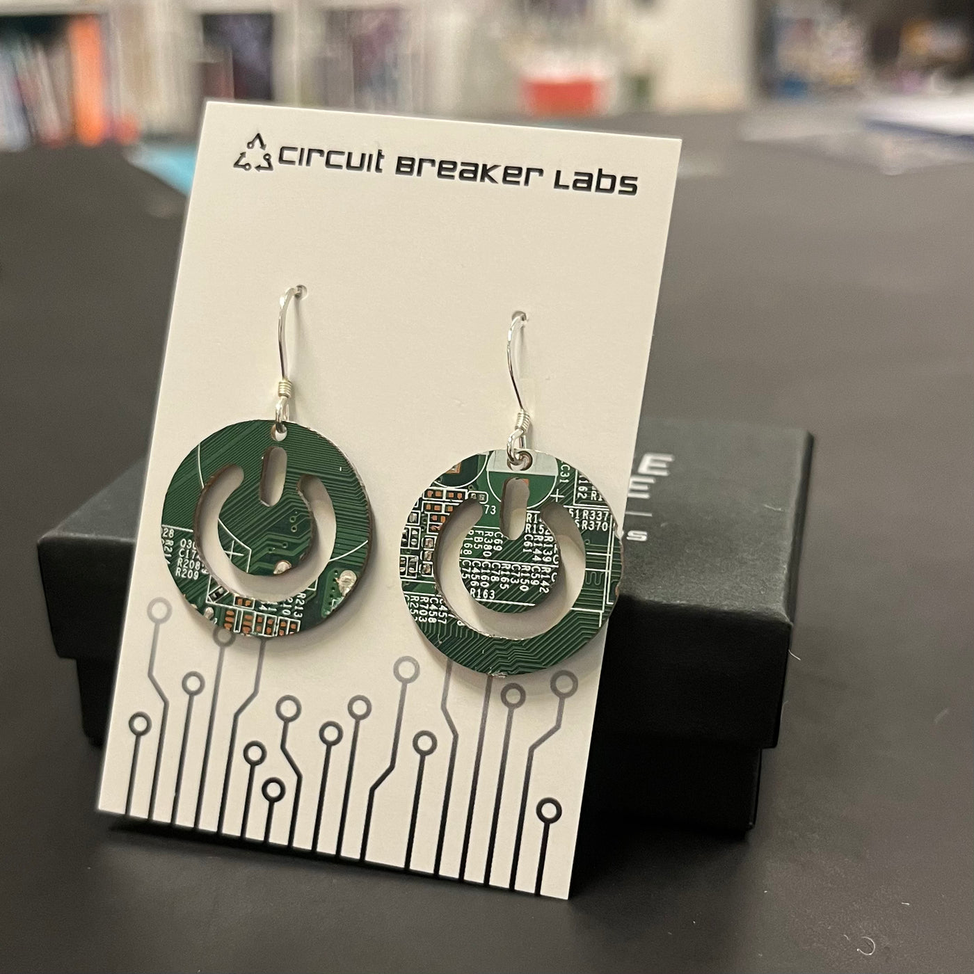 Power Button - Circuit Board Shape Earrings