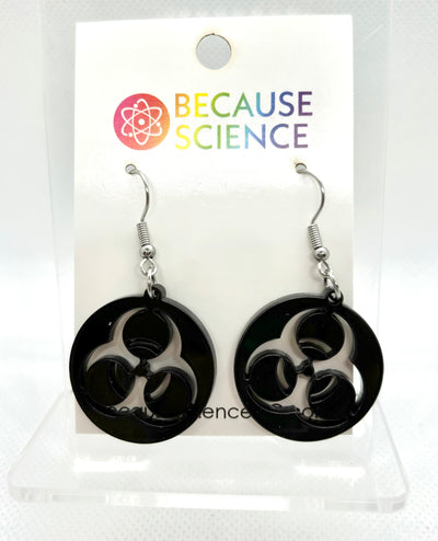 Biohazard - Black Acrylic Dangle Earrings