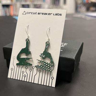 Microscope - Circuit Board Shape Earrings