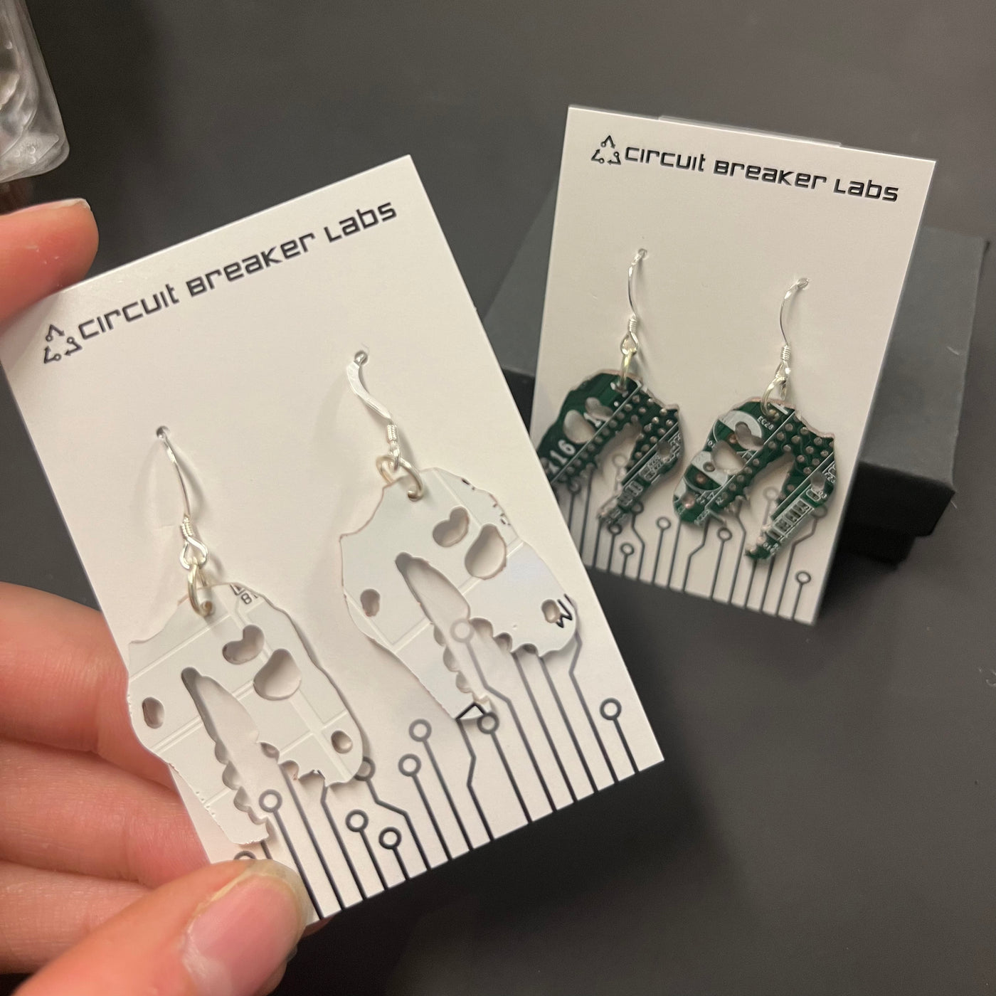 T-Rex Skull - Circuit Board Shape Earrings