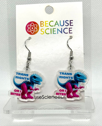 trans rights or I bites - Acrylic Dangle Earrings