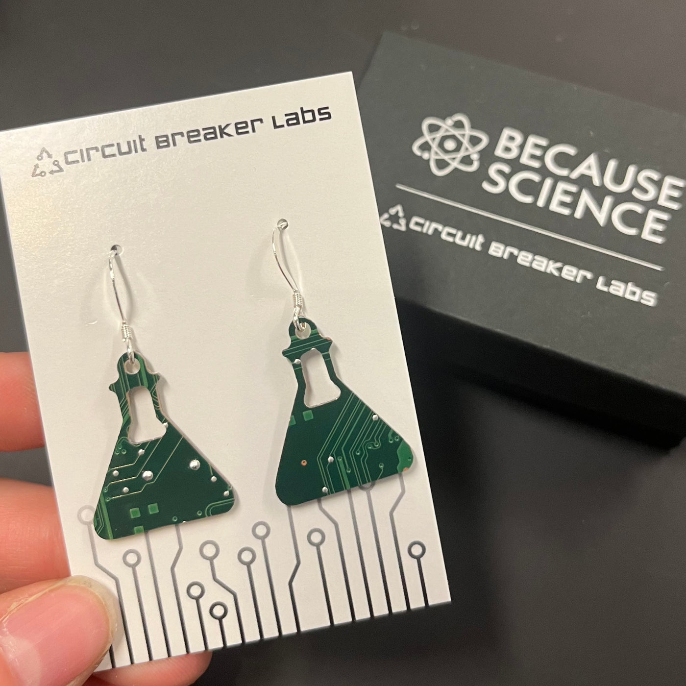 Erlenmeyer Flask - Circuit Board Shape Earrings