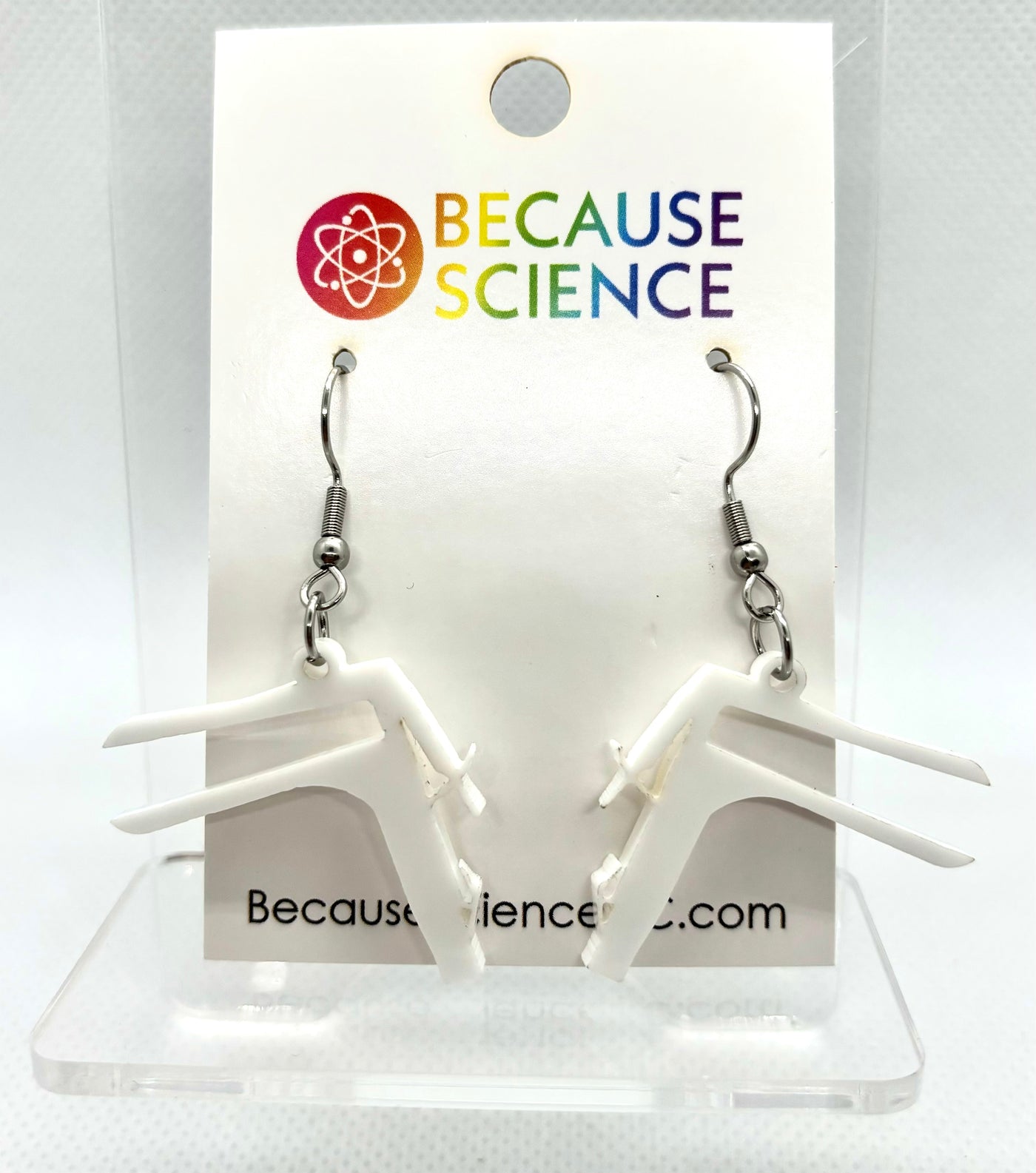 Speculum - White Acrylic Dangle Earrings