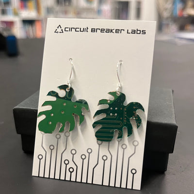 Monstera Leaf - Circuit Board Shape Earrings