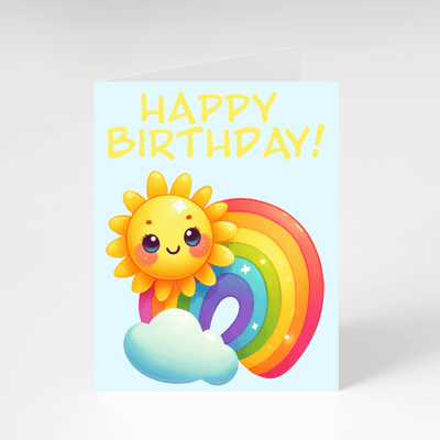 Happy Birthday! (sun and rainbow) - Greeting Card