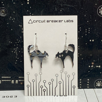 Scaredy Cat Circuit Board Earrings