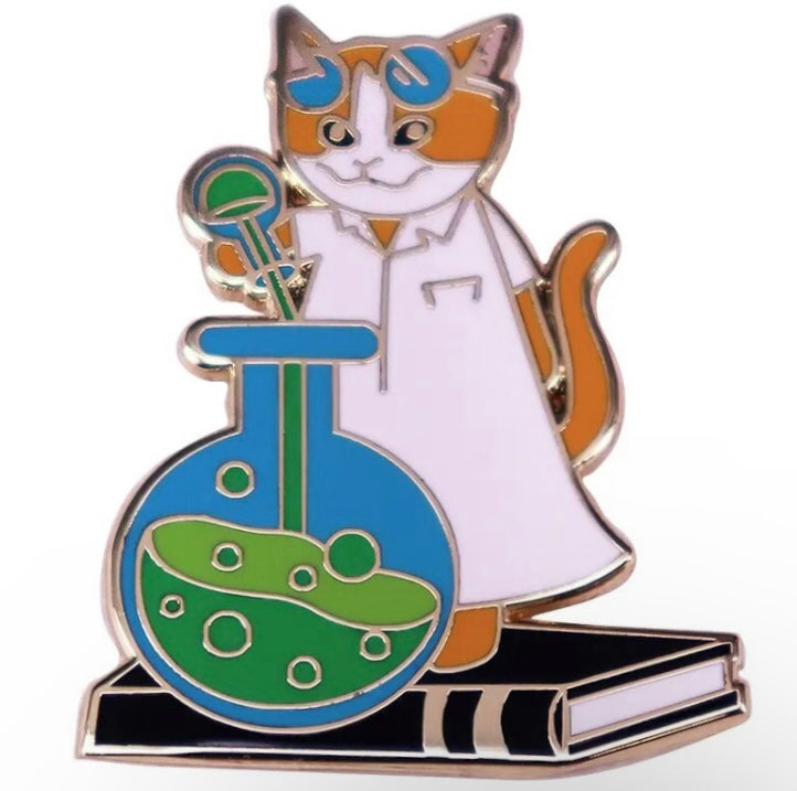 Cat Chemist Enamel Pin