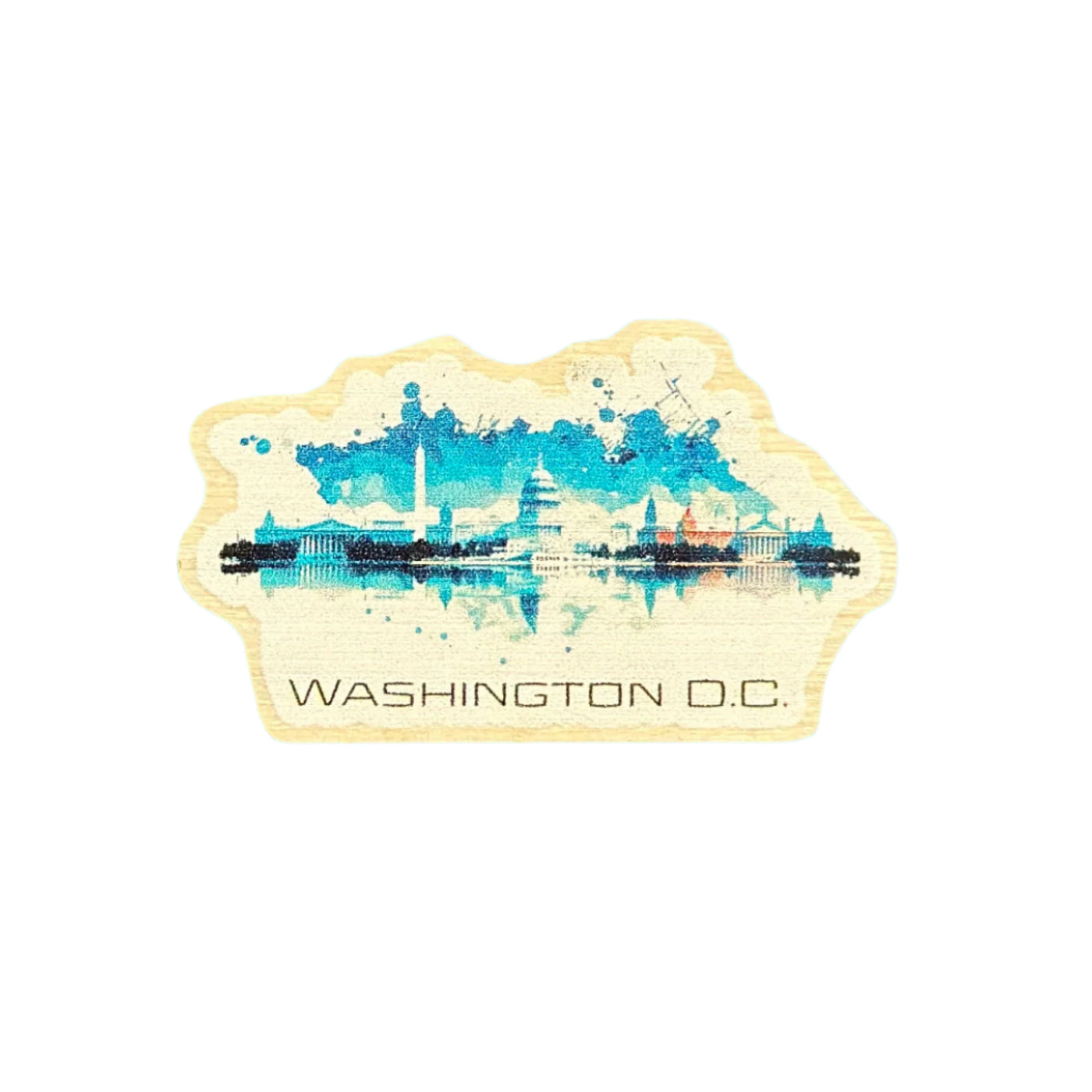 Washington DC Skyline Blue - Wooden Pin