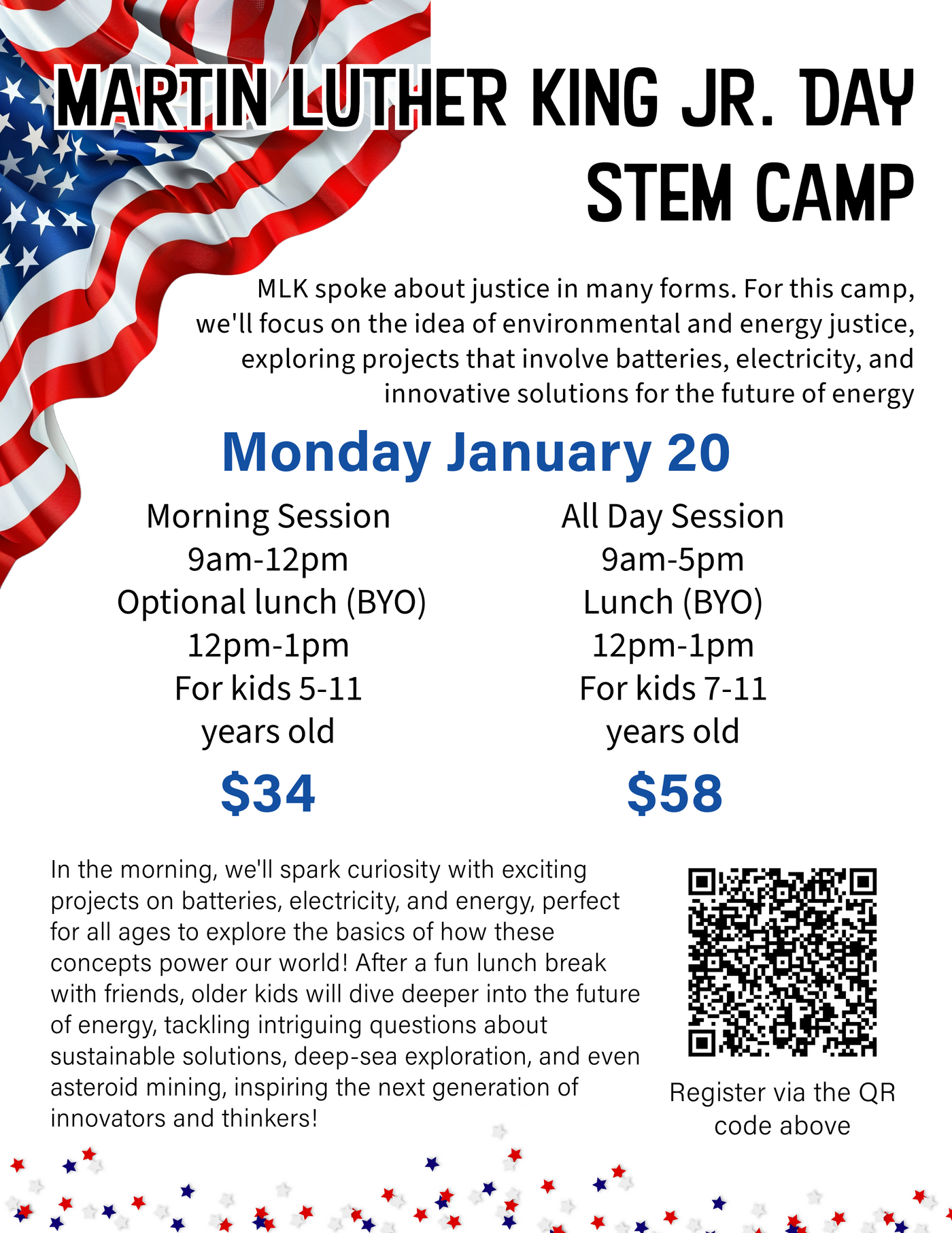 MLK STEM Camp January 20: All Day Session (Best for kids 7-11)