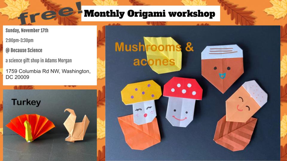 Thanksgiving Origami with Michiko Nov 17, 2-3:30pm