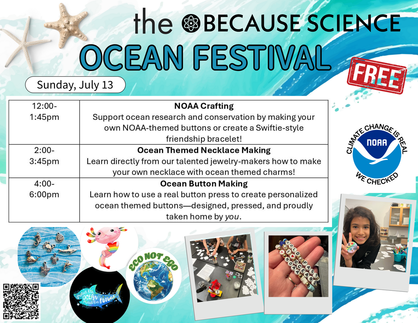 Ocean Festival: Ocean Themed Necklace Making, July 13 2-3:45pm