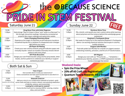 Pride in STEM Festival June 21+22 12-6pm