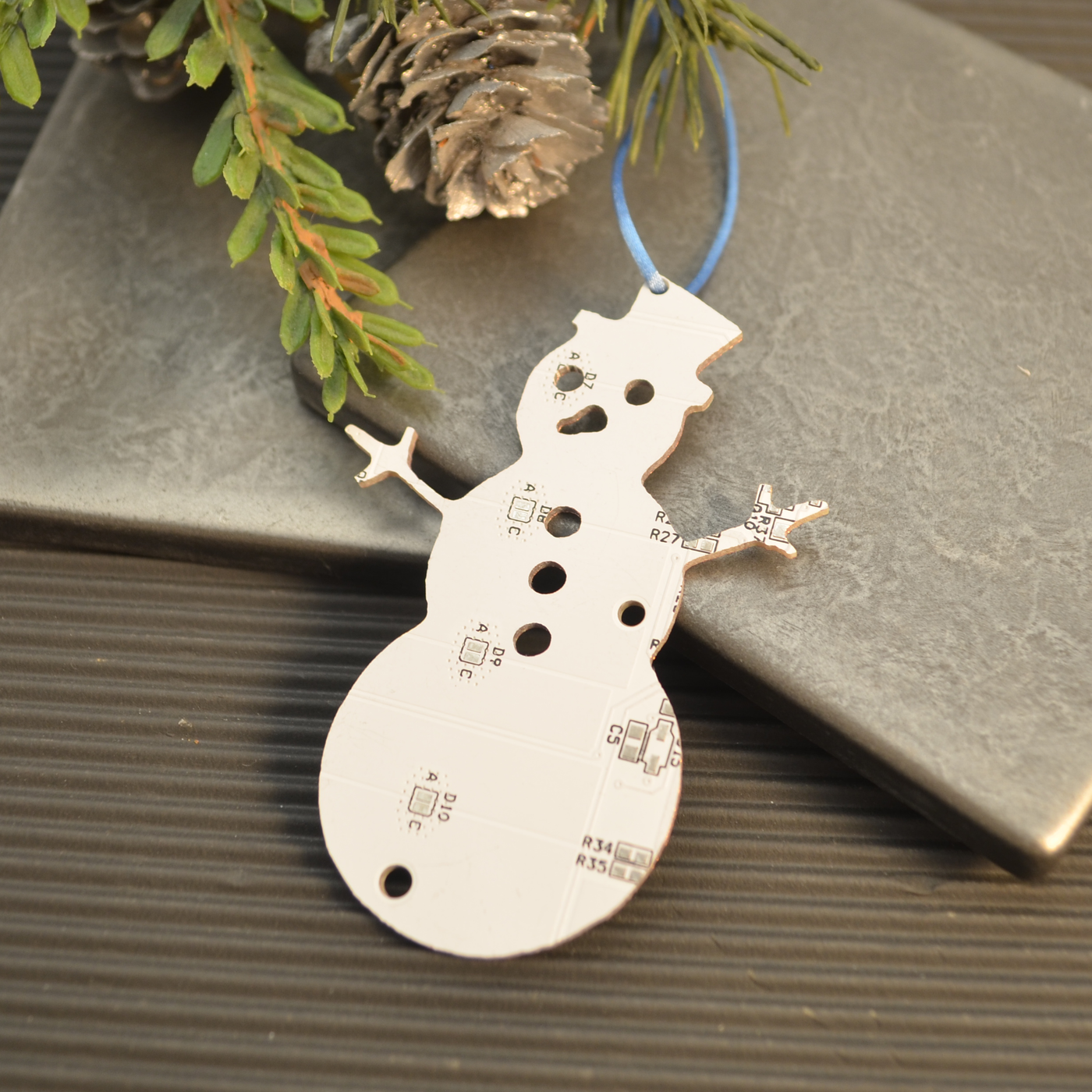 Circuit Board Snowman Ornament