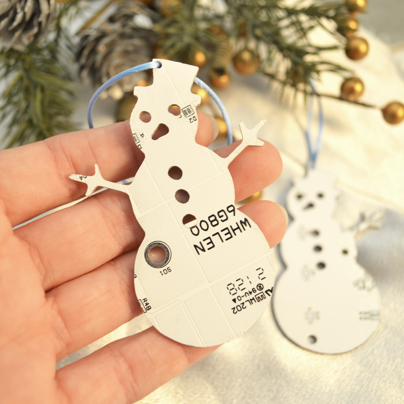 Circuit Board Snowman Ornament