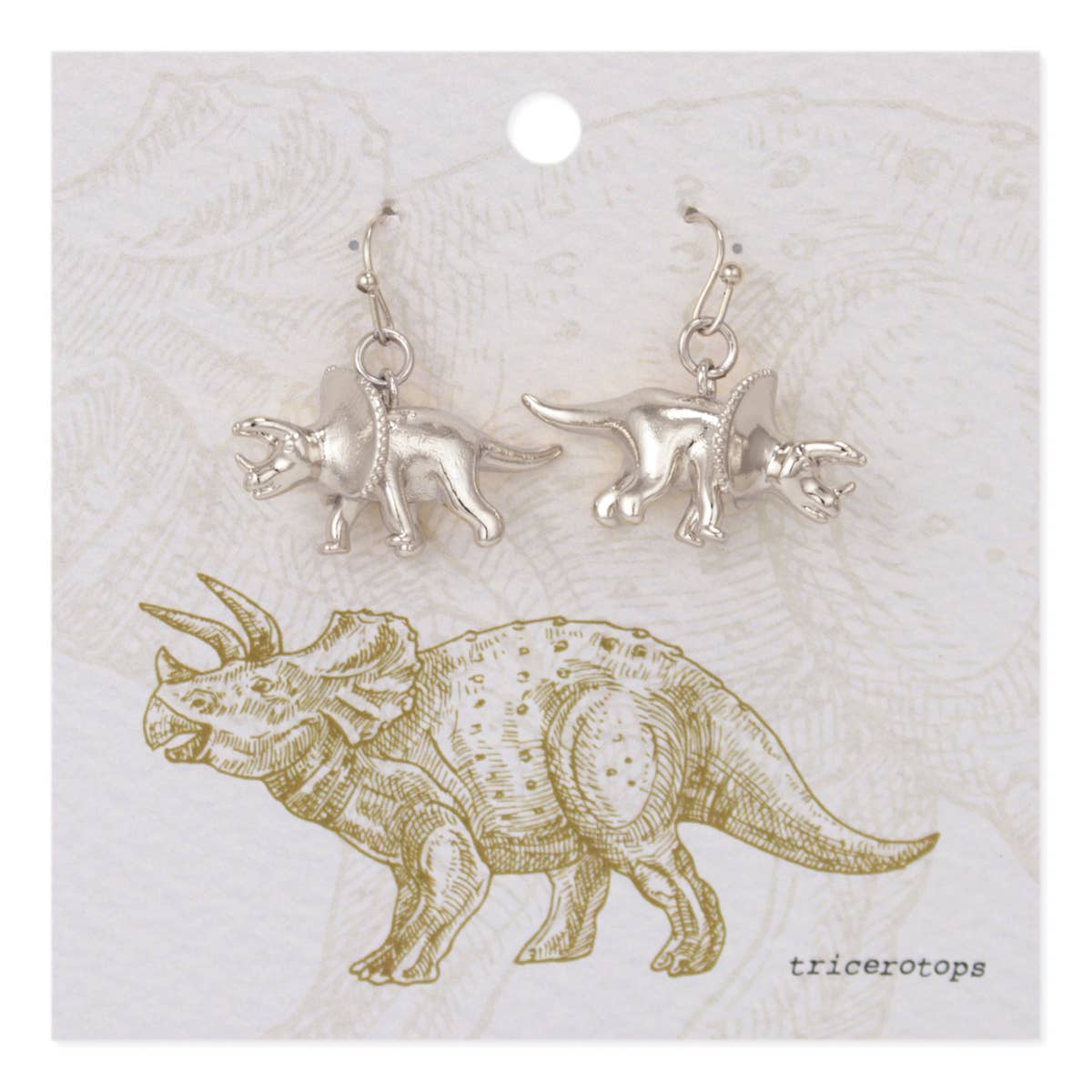 Prehistoric Times Silver Triceratops Earrings