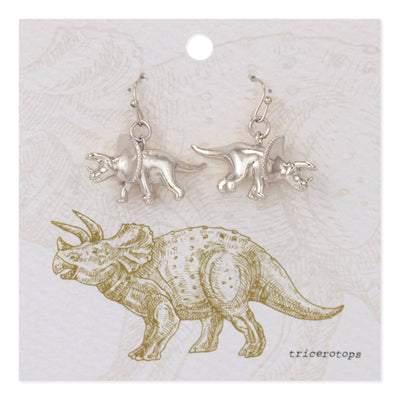 Prehistoric Times Silver Triceratops Earrings