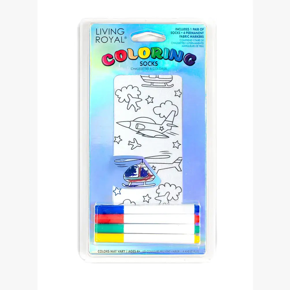 Airplanes & Helicopters DIY Coloring Socks