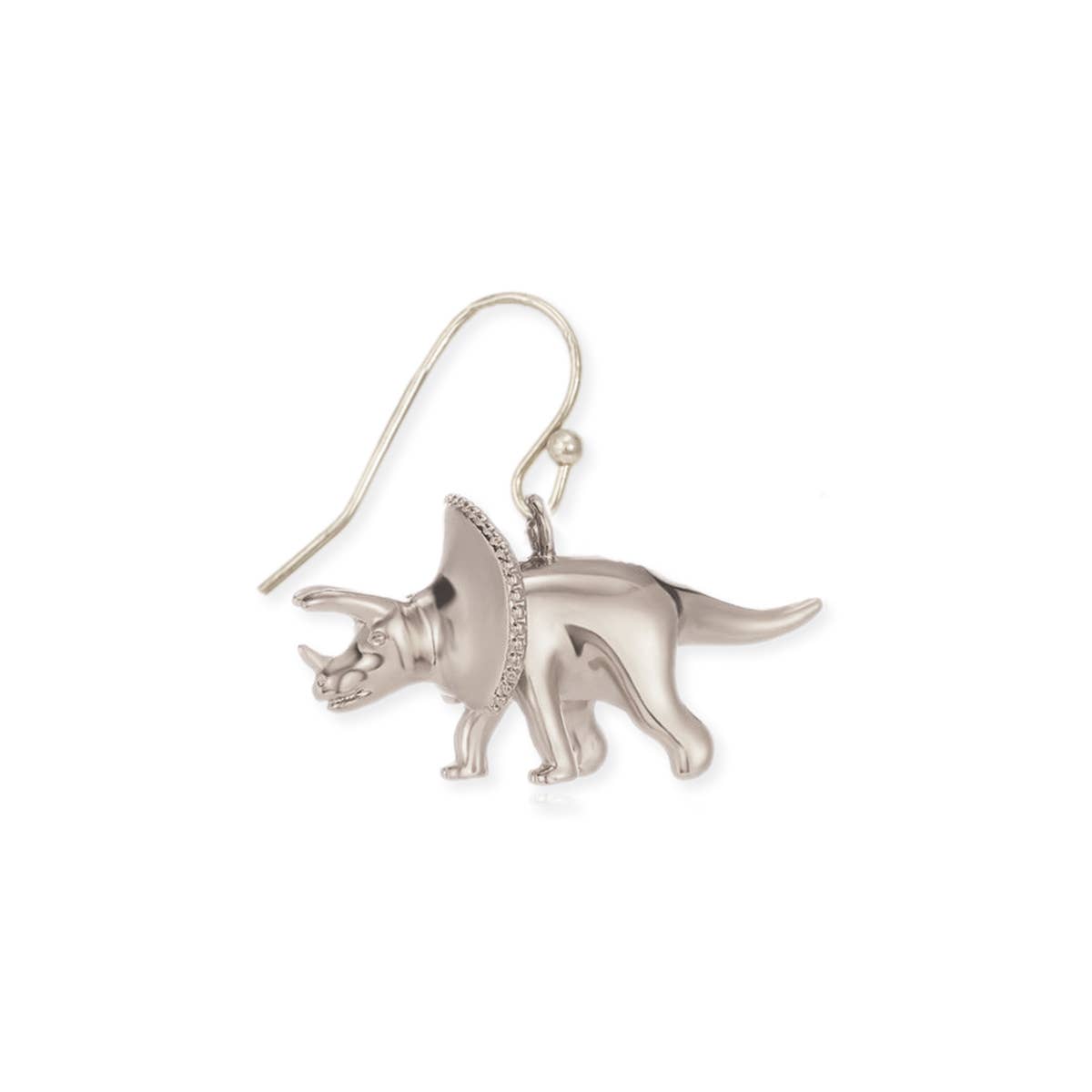 Prehistoric Times Silver Triceratops Earrings