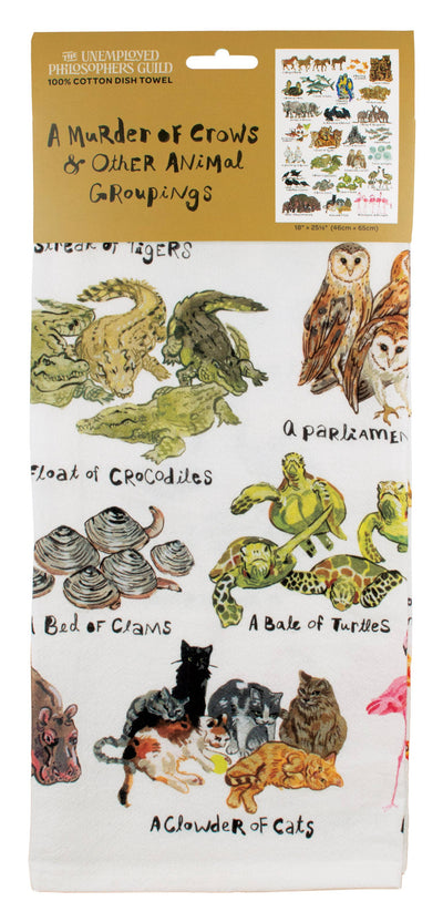 Animal Groupings - Tea Towel