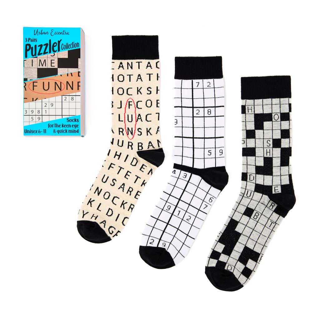 Puzzler Gift Box Socks: 6 - 11 - Unisex