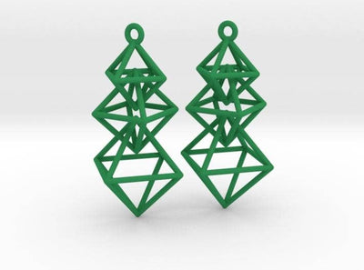 Green Octahedra Earrings