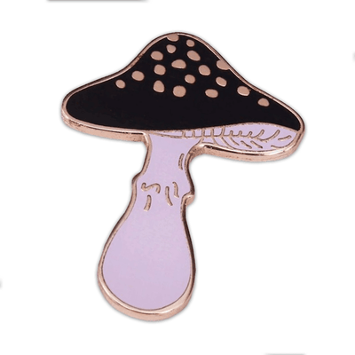 Black Mushroom Enamel Pin