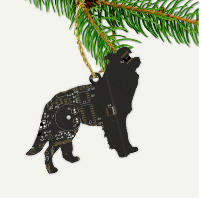Circuit Board Border Collie Ornament