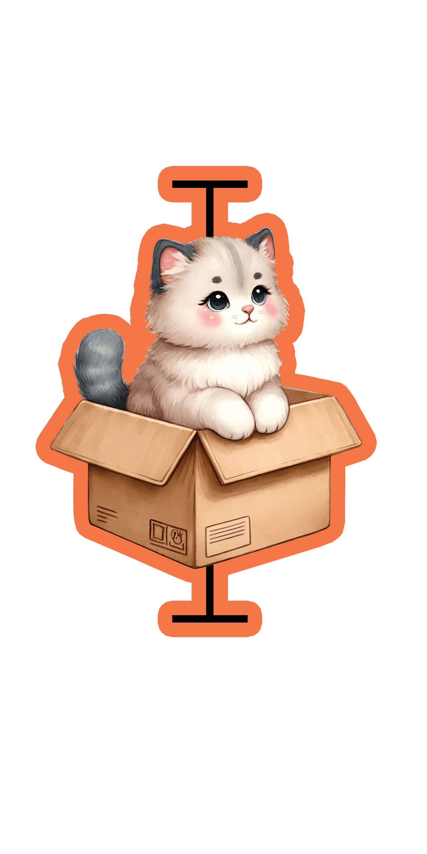 Cat in a Box and Whisker Plot - Vinyl Sticker