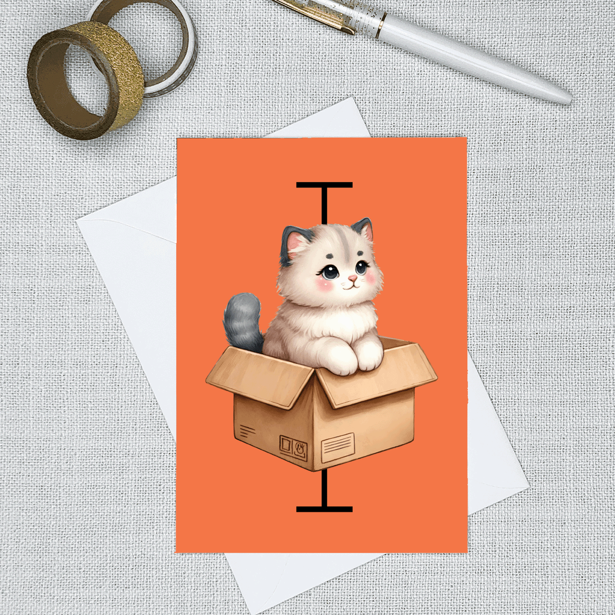 Cat in a Box & Whisker Plot (statistics) Greeting Card