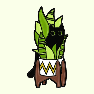 Houseplant Cat Enamel Pin