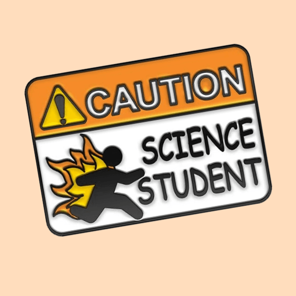 Caution Science Student Enamel Pin