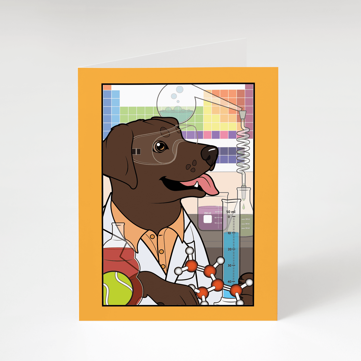 The STEM Dogs: Chocolate Lab Chemistry - Greeting Card