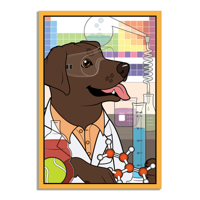The STEM Dogs: Chocolate Lab Chemistry - Vinyl Sticker