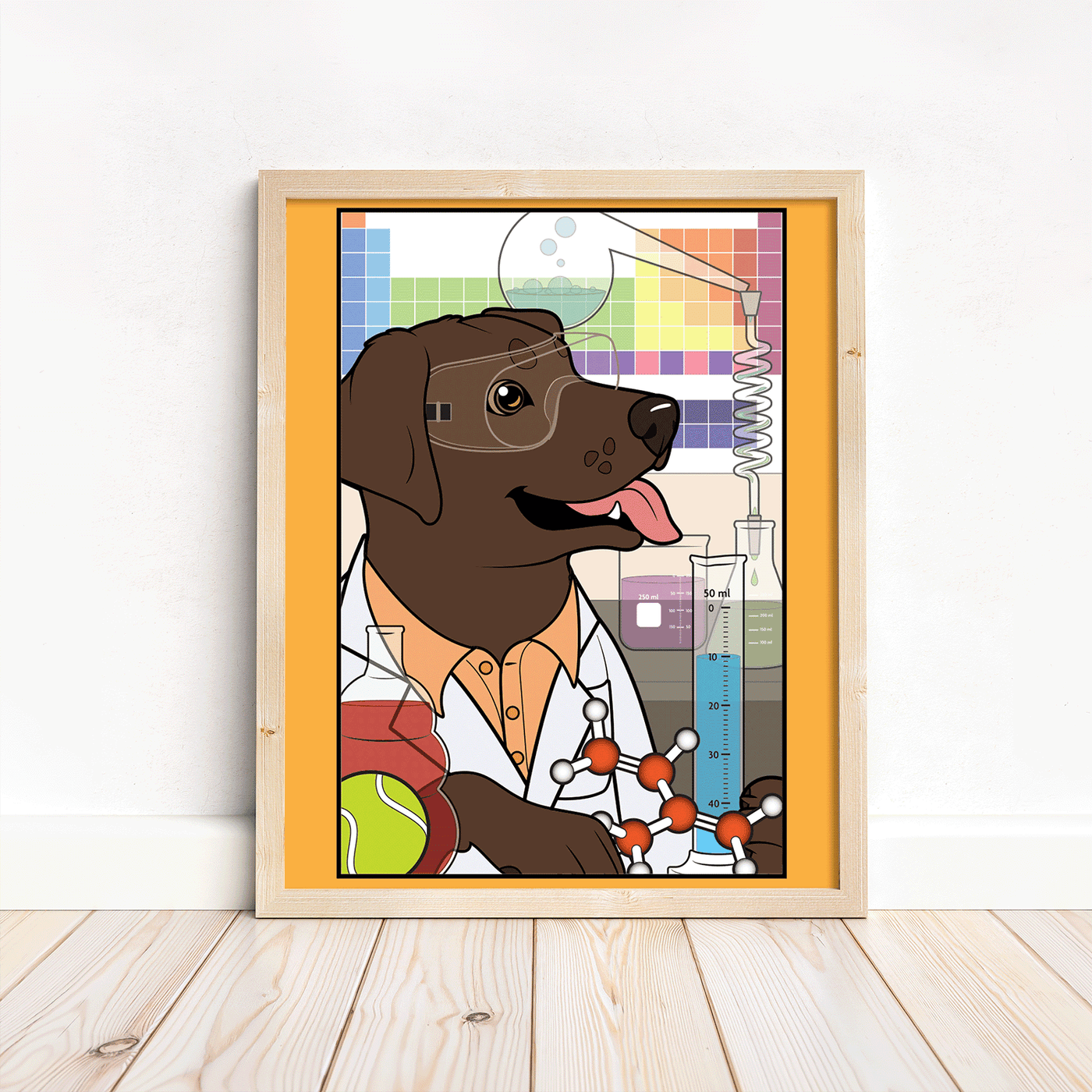The STEM Dogs: Chocolate Lab Chemistry - Print 8x10